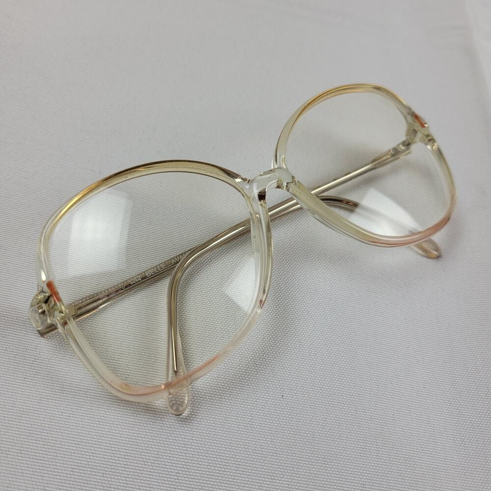 Vintage Glasses Womens Luxottica Italy Clear Large Frame Belle Avant Garde 70's